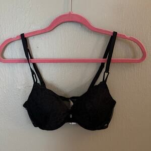 VICTORIA'S SECRET Black Lace Push Up Bra Size 36B Cocktail dressy adjustable